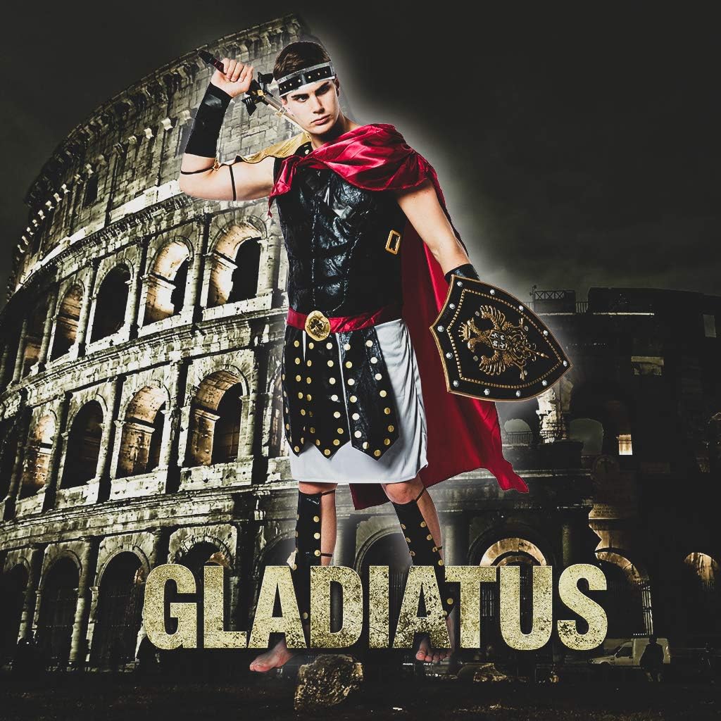 ReneeCho Men Roman Gladiator Solider Costume Halloween Adults Soldier Warrior Armor Spartan Costumes