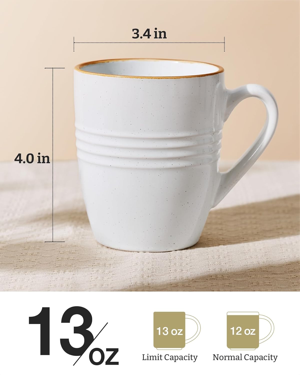 famiware Jupiter Coffee Mugs Set of 6, 13 oz Coffee Mug, Microwave and Dishwasher Safe, Coffee Cups with Handle for Coffee, Tea, Cocoa, Milk, White - Image 4