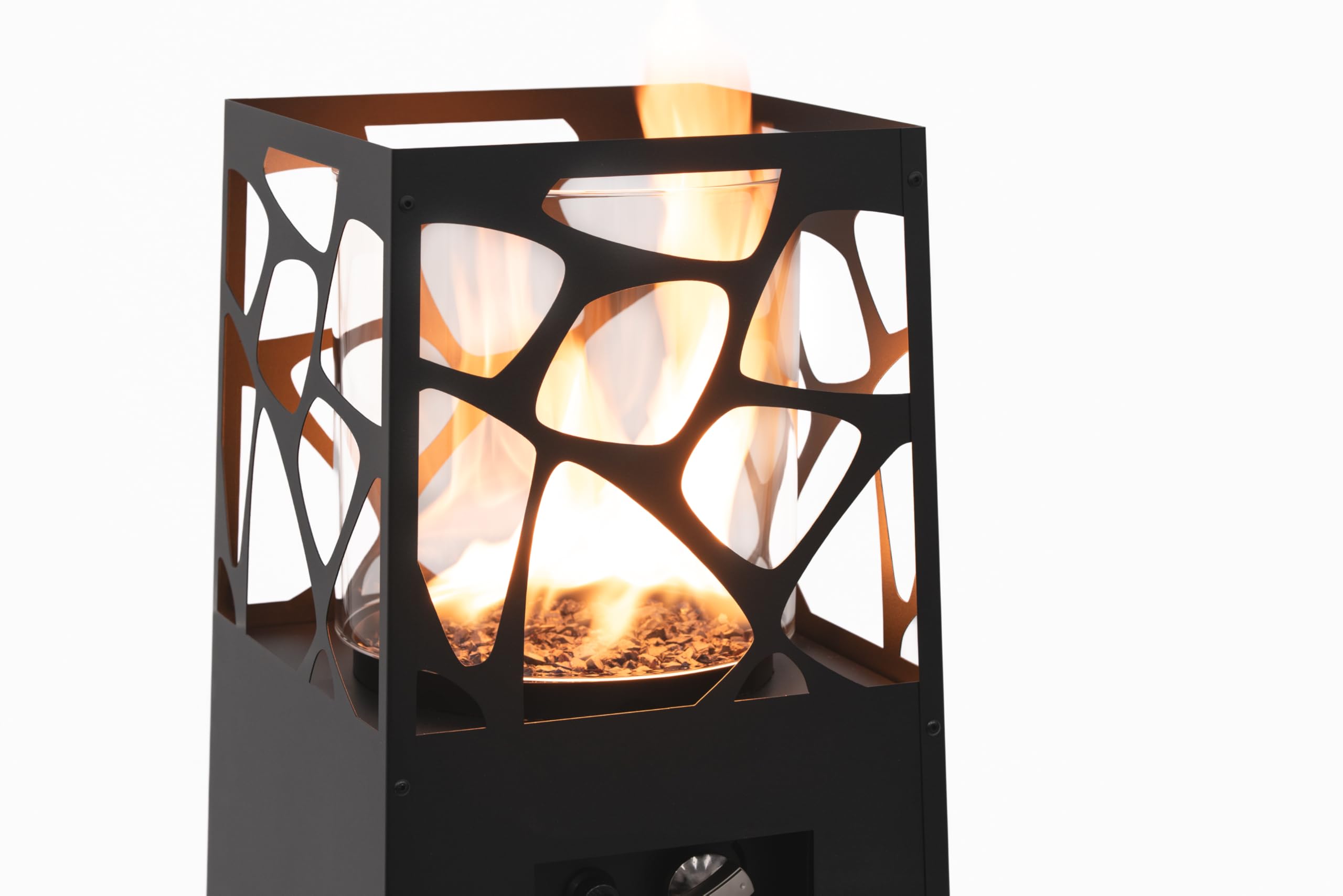Planika Pyramid Chauffe-terrasse au Gaz Moderne Cheminée Extérieur Jardin Noir