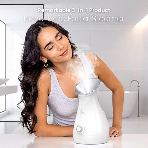 Miniatura 18 de Vaporizador facial iónico Nanosteamer, grande 3 en 1 con control preciso de temperatura, tiempo de vapor de 30 minutos, humidificador de vapor