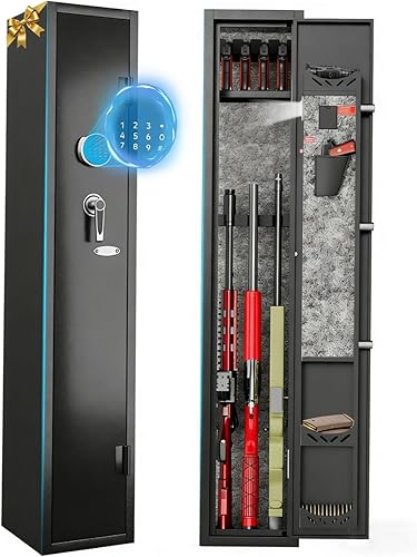 KAER Caja fuerte para armas 2-3 para rifles y pistolas, gabinete para escopetas, acceso rápido, cajas fuertes largas para rifle con estante