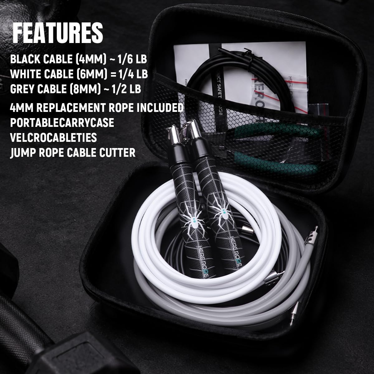 HEREROPE Weighted Jump Rope for Men Women Interchangeable 1/6lb 1/4lb 1/2lb Heavy Jump Rope- Adjustable Length, Tangle Free, Smooth Ball Bearing, Anti-slip Grip, Skipping Rope for Weight Loss image 4