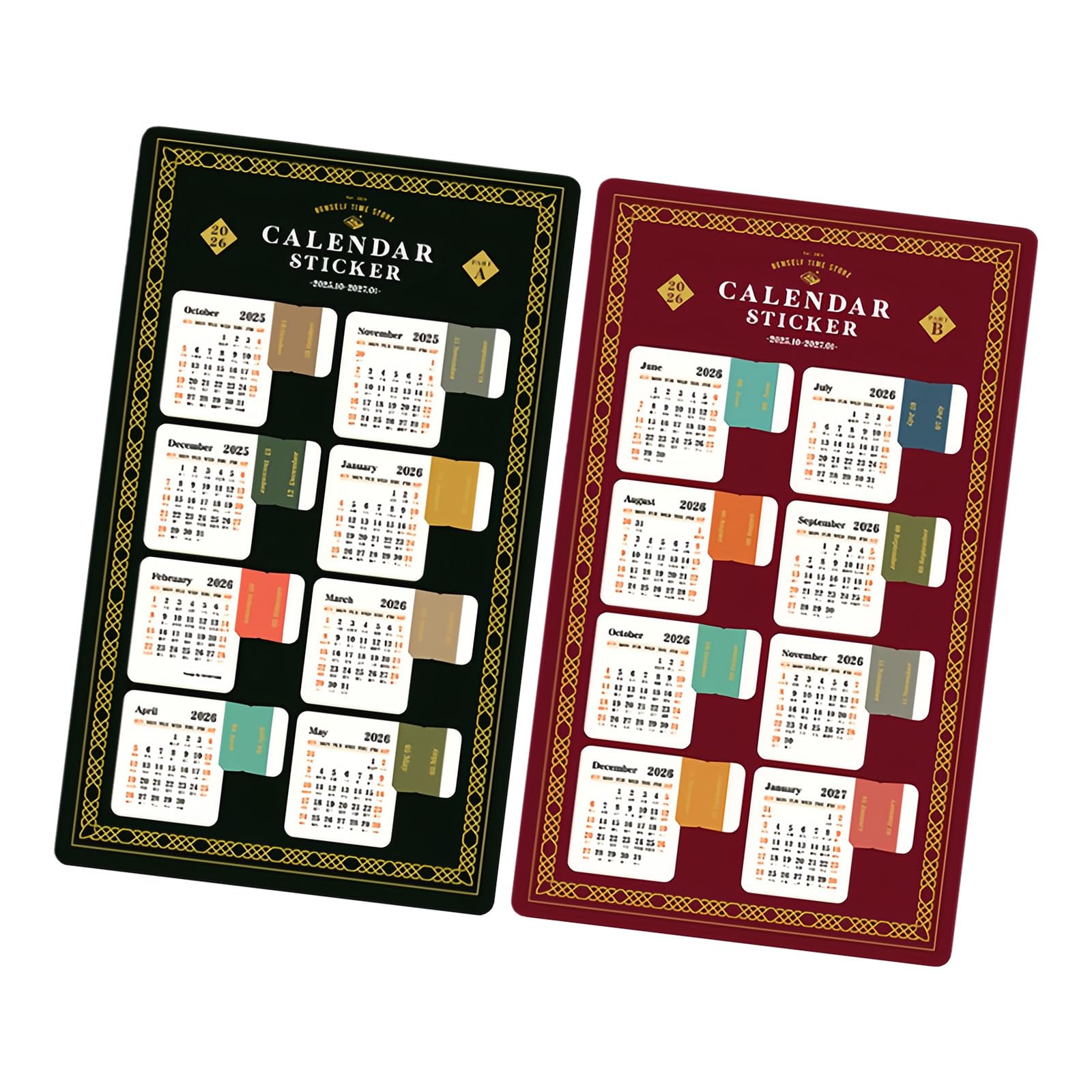 Whoasyst Selfs Adhesive Tab Stickers Monthly Calendar Indexes for Planners, Journal, Notebook, Agendas Organizers Supplies Monthly Planner Adhesive