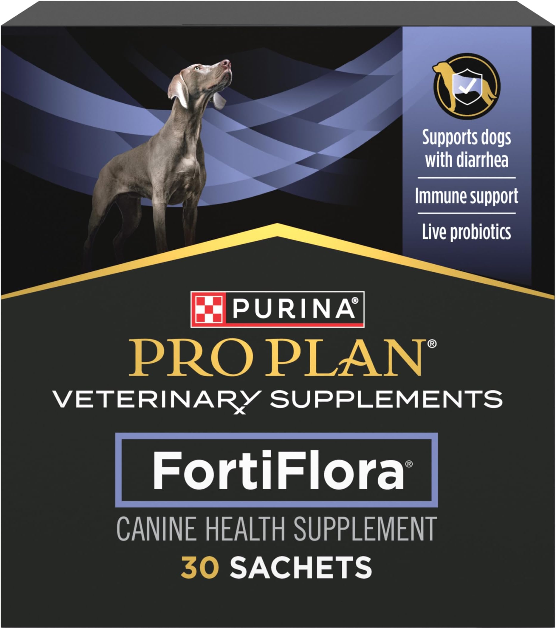 Purina FortiFlora Probiotics for Dogs, Pro Plan Veterinary Supplements Powder Probiotic Dog Supplement – 30 ct. box