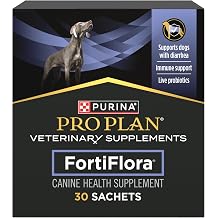 Purina Pro Plan Veterinary Supplements FortiFlora Dog Probiotic Supplement | FortiFlora Probiotic Supplement with strain of probiotics promotes intestinal health and can help management of diarrhea