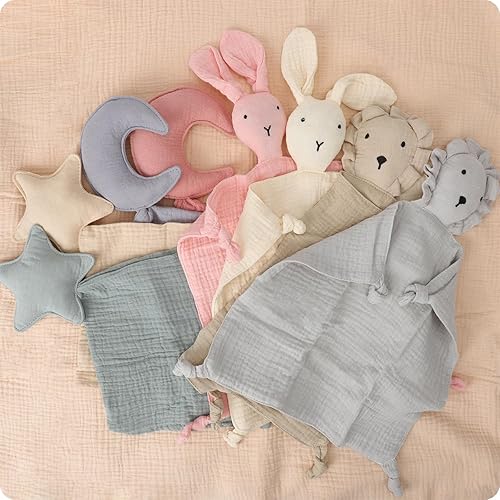 Miniatura 6 de Loveys - Manta de seguridad para recién nacido, muselina suave y transpirable, algodón orgánico con estrellas para bebé, recién nacido, niño, niña,