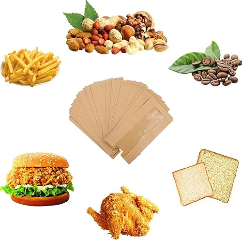 Miniatura 5 de Bolsas de papel para pan, paquete de 30 unidades, bolsas de almacenamiento de pan caseras con ventana transparente, incluye calcomanías de sello de