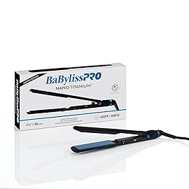 BaBylissPRO Nano Titanium Ultra-Thin 1 1/2-Inch Flat Iron Hair Straightener, 5-Inch Extended Plates for Faster Straightening, For All Hair Types