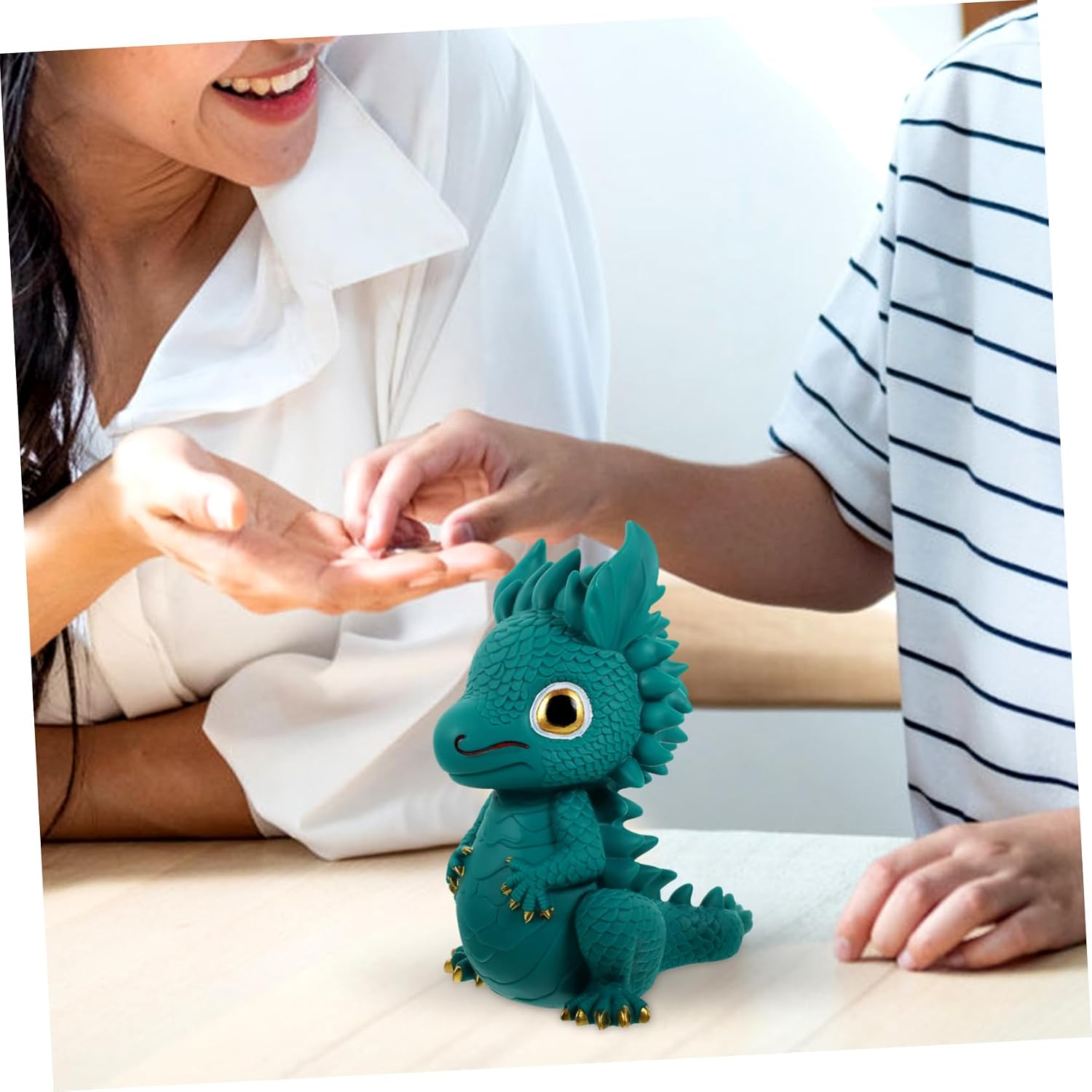 Vinyl Dragon Piggy Bank for Boys and Girls Decorative Saving Jar Cartoon Dragon Model Unbreakable Learning Money Management Toy