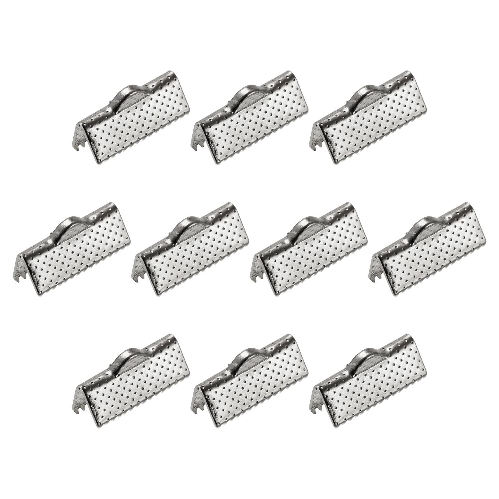 sourcing map 180Pcs Ribbon Crimp Clamp Ends, 22mm Bookmark Pinch Cord End Clasps for DIY Craft Making, Silver White