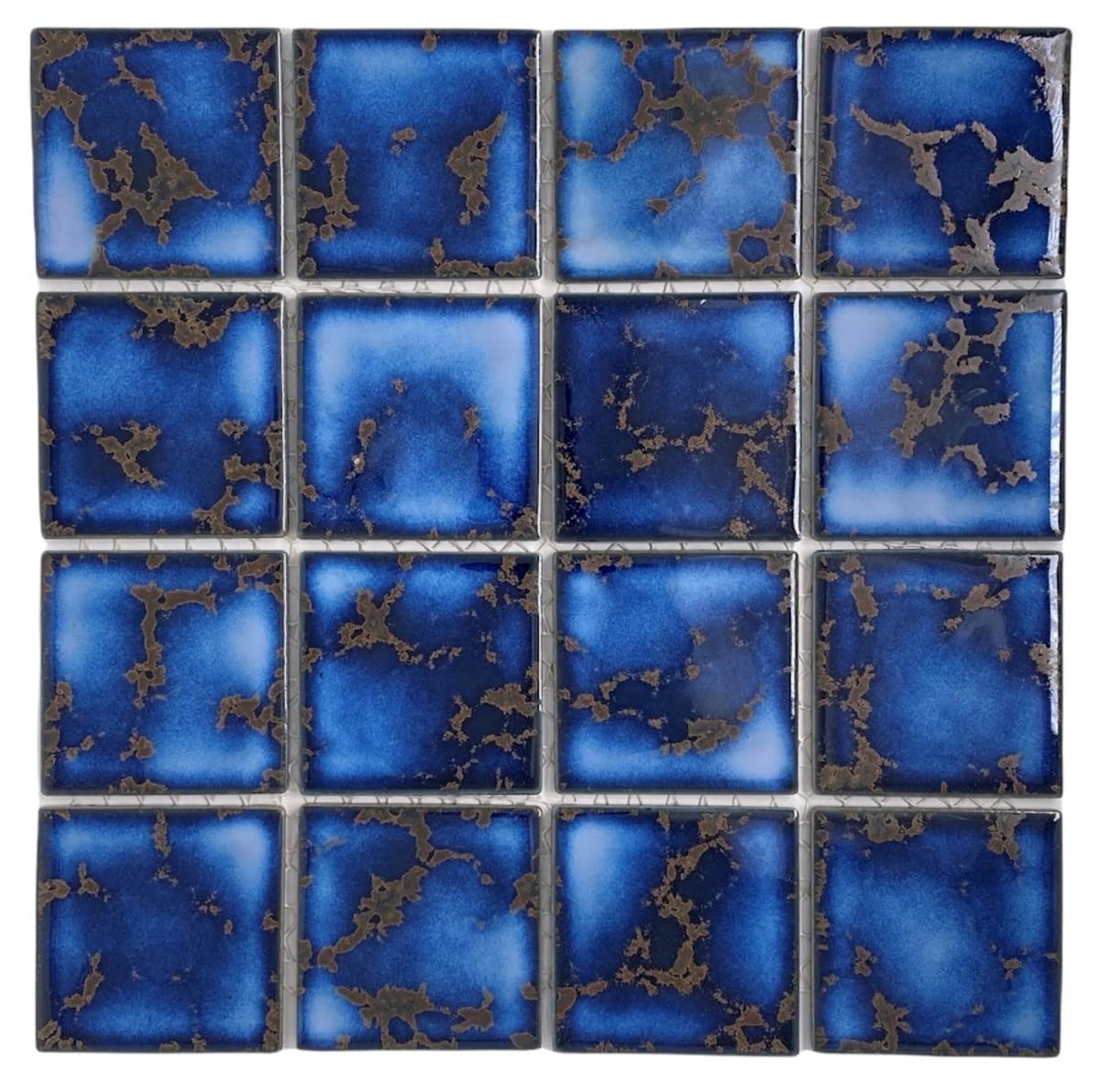 Tenedos 5 Square Feet 3x3 Tile for Wall Spa Swimming Pool Shower Kitchen Countertop Bathroom Sink Backsplash - 5 SF 3" x 3" Porcelain Tile (Calacatta Blue)