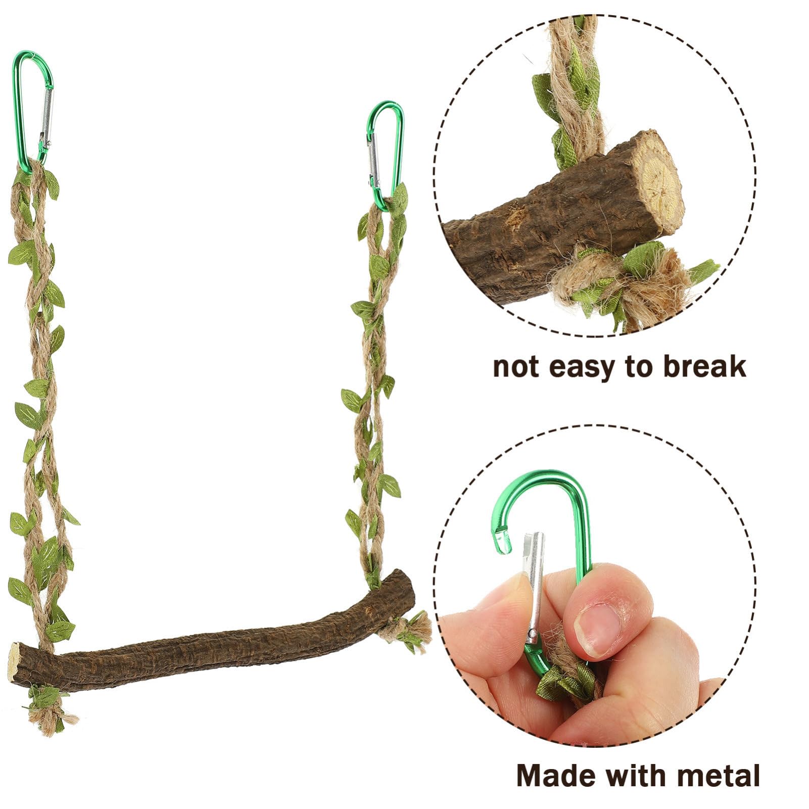 BESPORTBLE 4pezzi Altalena Per Uccelli Legno Naturale Giocattolo Appeso Per Pappagalli e Parrocchetti Accessori Per Allenamento e Riposo Gabbia Senza Installazione Necessaria Per Attività e