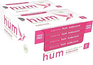 Hum, Bubblegum - Sugar-Free Gum - 12 Pieces, Pack of 12 - Supports Oral Health - Non-GMO, Vegetarian, Keto, Gluten Free - 72 Total Servings