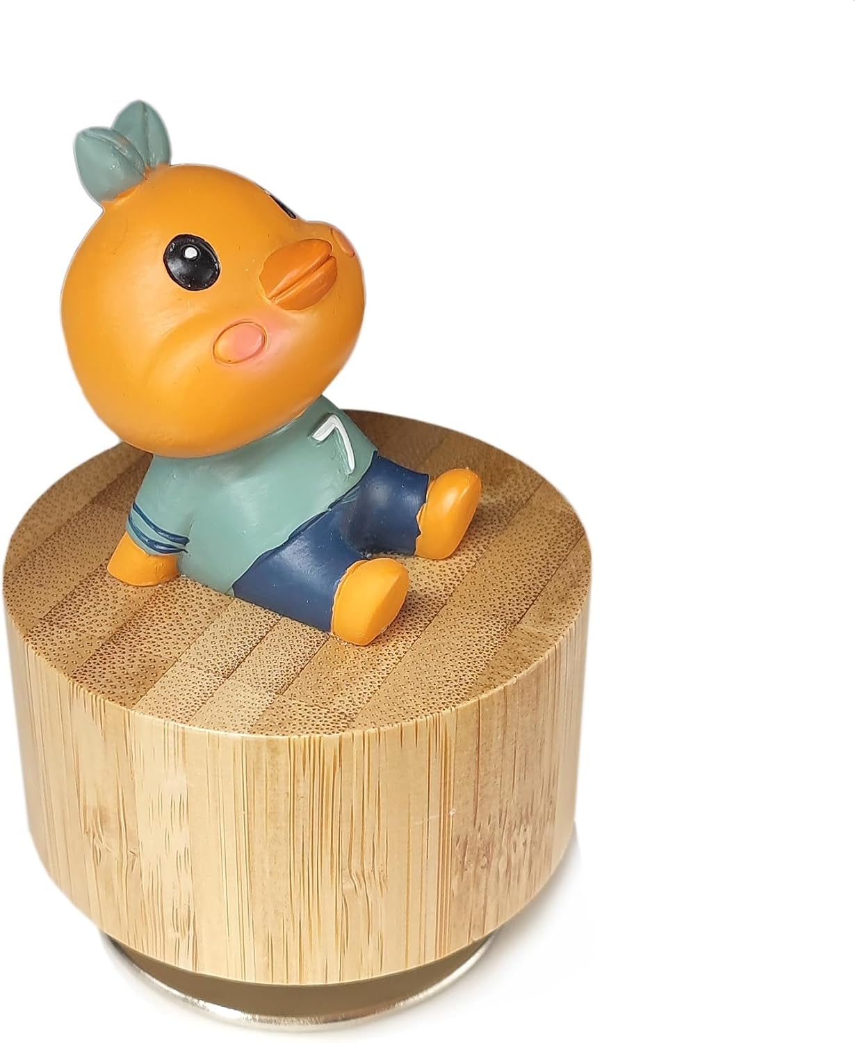 Mini Wooden Animal Rotary Music Box with Cute Chick Ornament (Tune: Edelweiss), Orange and Beige