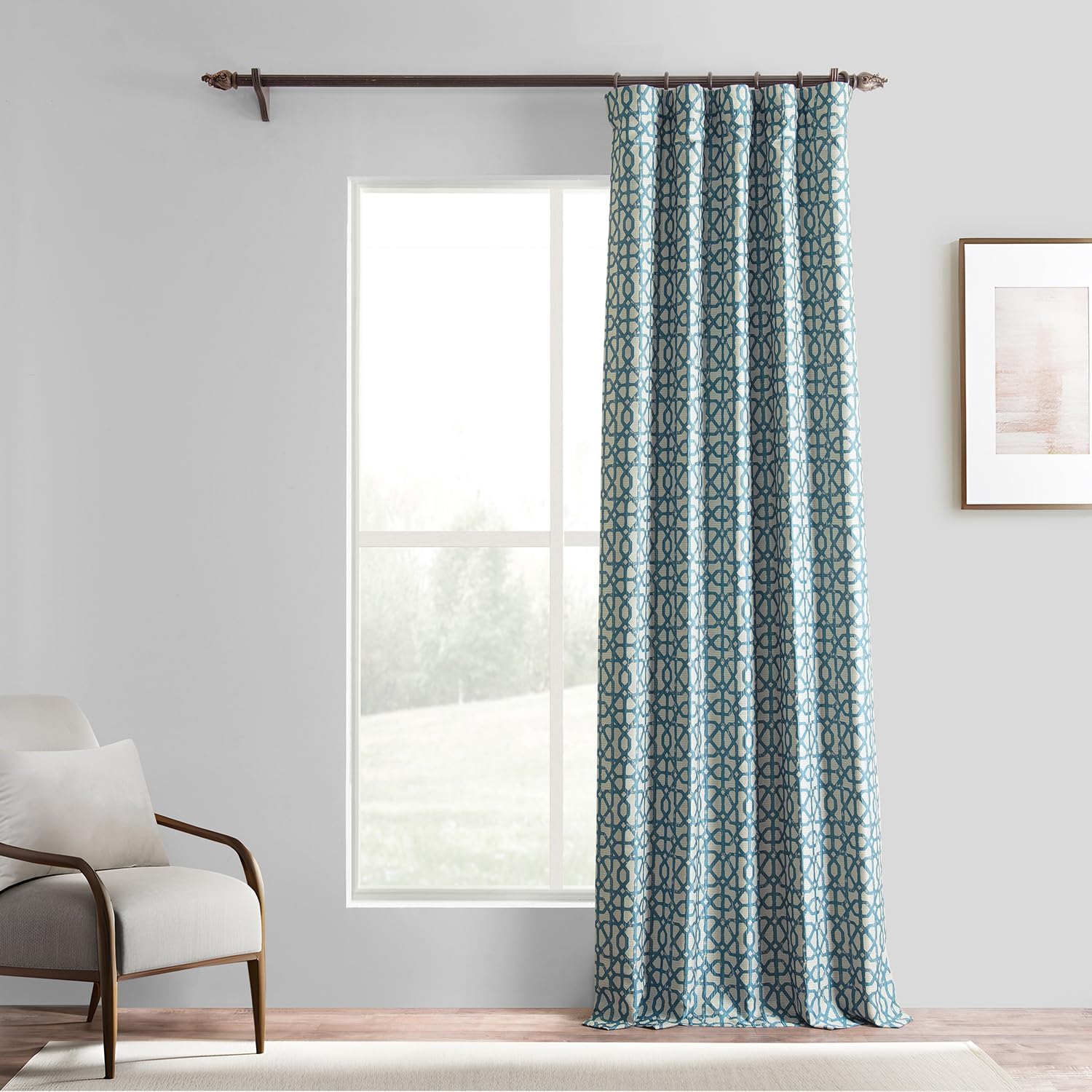 HPD Half Price Drapes Metro Faux Silk Jacquard Room Darkening Curtains - 108 Inches Long Curtain for Bedroom & Living Room, Rod Pocket Design (1 Panel), 50W x 108L, Metro Teal Blue