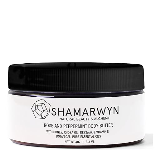 Body Butter, Rose & Peppermint, Natural-Organic, Honey, Beeswax & Vitamin E, Hydrating 4oz