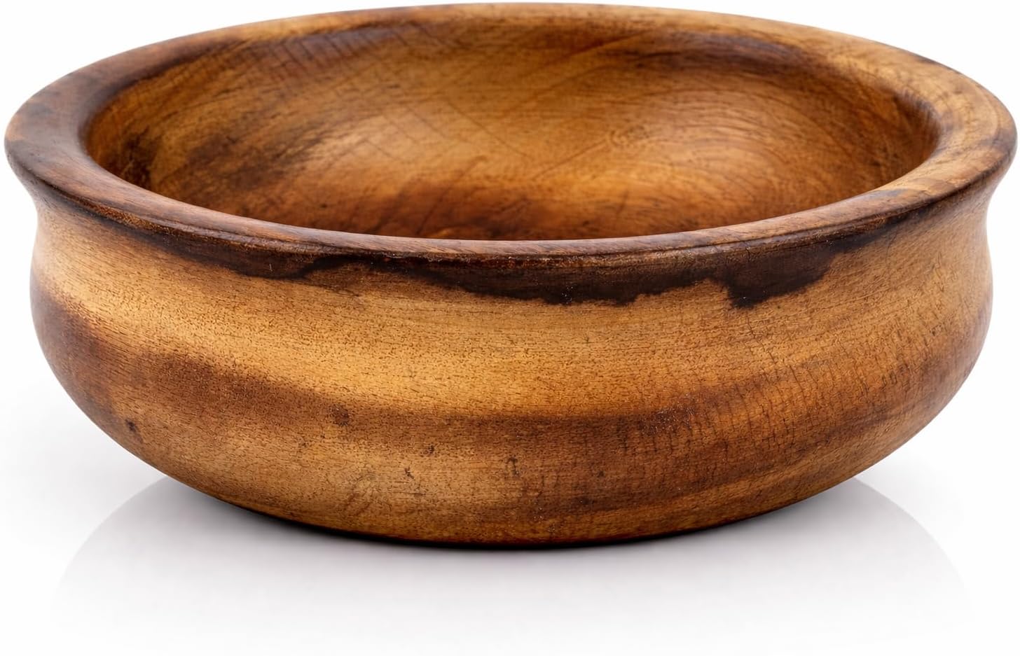 Handmade Wooden Snack Serving & Key Bowl, Decorative Countertop, 6 x 2 Inch