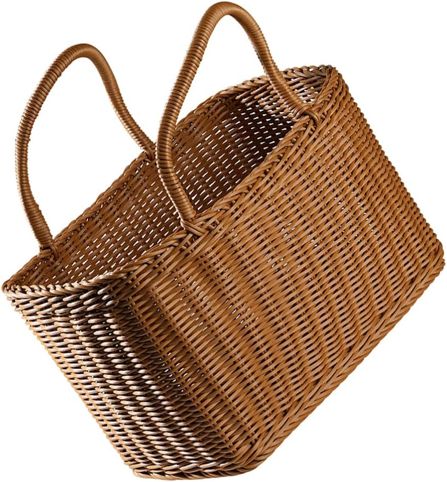 BESPORTBLE African Market Basket Woven Straw Basket Grocery Basket Shopping Bag Wicker Picnic Basket with Handle for Home Outdoor