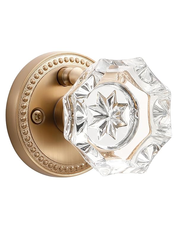 SORWDUERM 1 Pack Champagne Bronze Door Knobs Crystal Door Knob Interior Privacy Door Knob for Bedroom and Bathroom Glass Door Knob,Zinc Alloy by SORWDUERM - Used condition - US$34.02