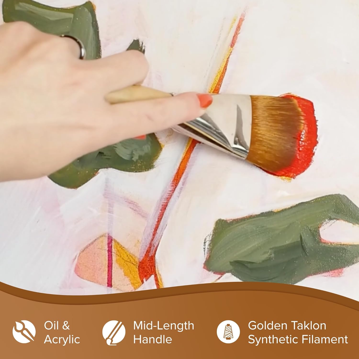 Silver Brush Limited 820340 Silver Jumbo Golden Taklon Filbert Brush, Large Murals, Easel Painters and Furniture, Size 40, Mid Length Handle