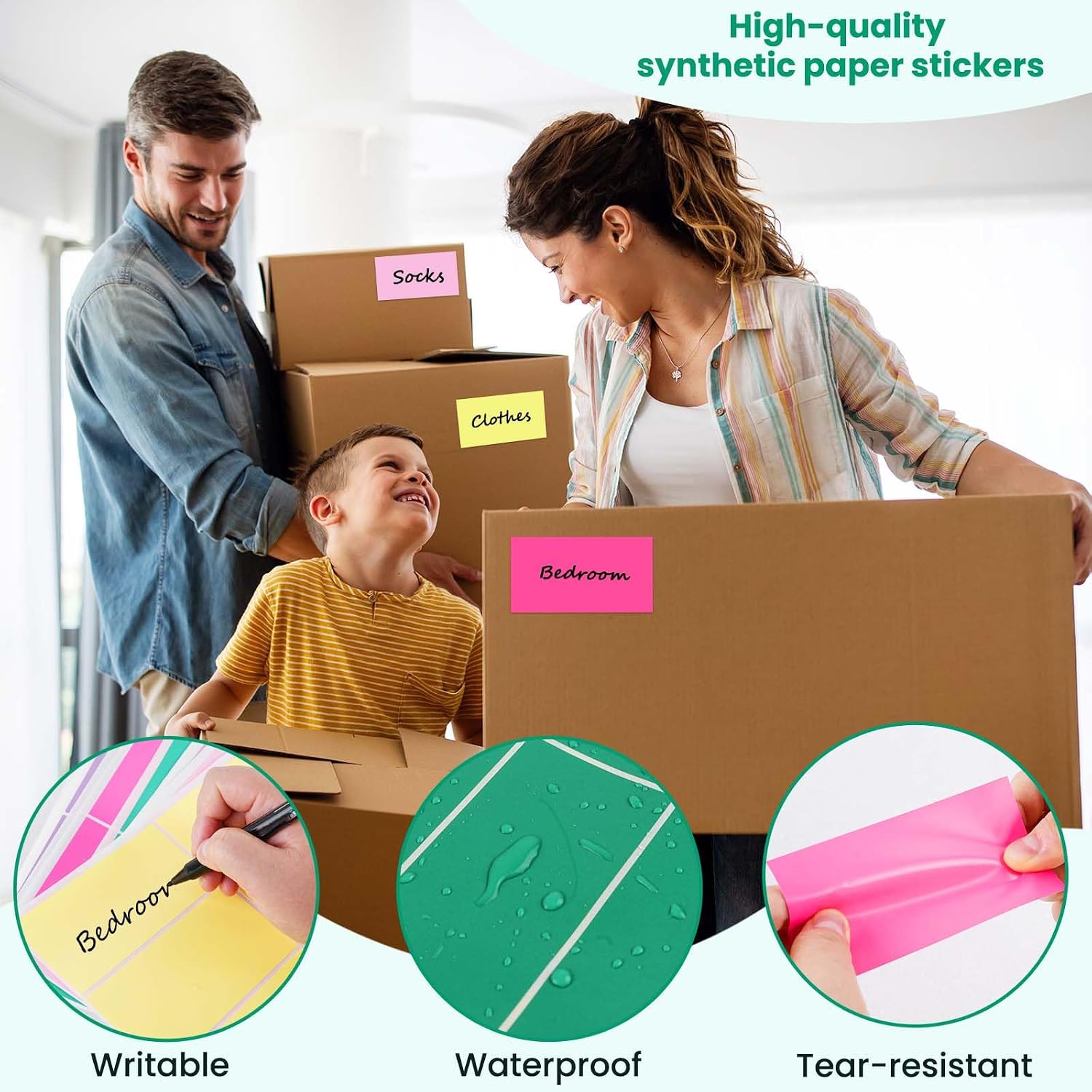 360 PCS 4 x 2 Inch Large Moving Labels Stickers for Box, Removable Waterproof Packing Labels for Storage Bins, Blank Color Coded Labels Stickers for Jars, Freezer Food, Home Moving Supplies image 3