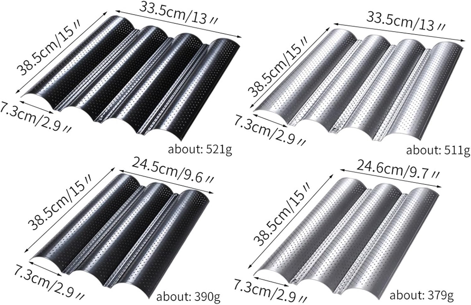 french bread baking pan Baguette Pan French Bread Baking Mould Bakeware Groove Waves Mold Cake Oven Pastry Tray Dishes Cooking Accessories(Silver,4 Groove)