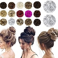 Vista 26 de Qunlinta Extensiones de cabello desordenado para mujer, extensiones de cabello para mujer, color negro y marrón