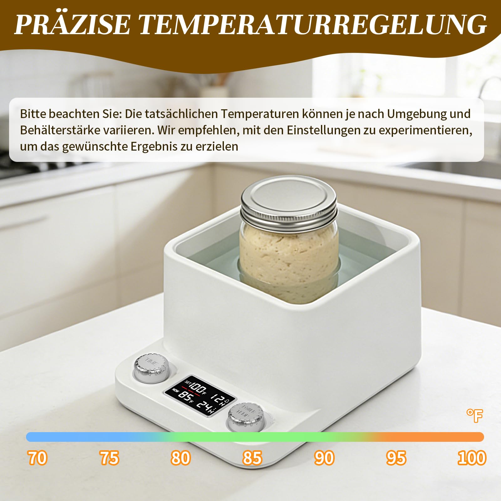 Calentador De Masa Madre, Control Preciso De 21°C-40°C, Temporizador 198 Horas