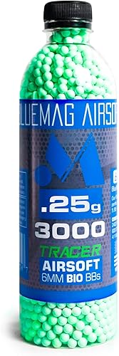 Biodegradable 0.236 in Tracer Airsoft BBS .0.88 oz 3000ct - Pulido a la perfección - para todas las pistolas de 0.236 in Airsoft - Rondas trazadoras