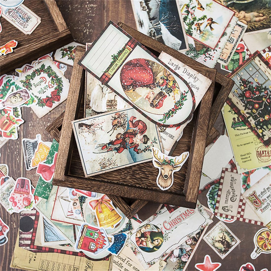 Naklejki do scrapbookingu, Boże Narodzenie, vintage, samoprzylepne naklejki dekoracyjne, zestaw papieru do scrapbookingu, pamiętnika, albumu, tworzenia kart