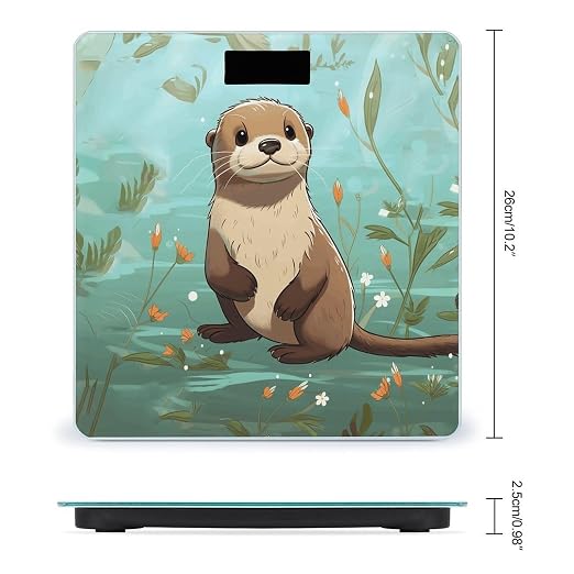 Báscula digital para baño con diseño Otter de vidrio templado miniatura 2