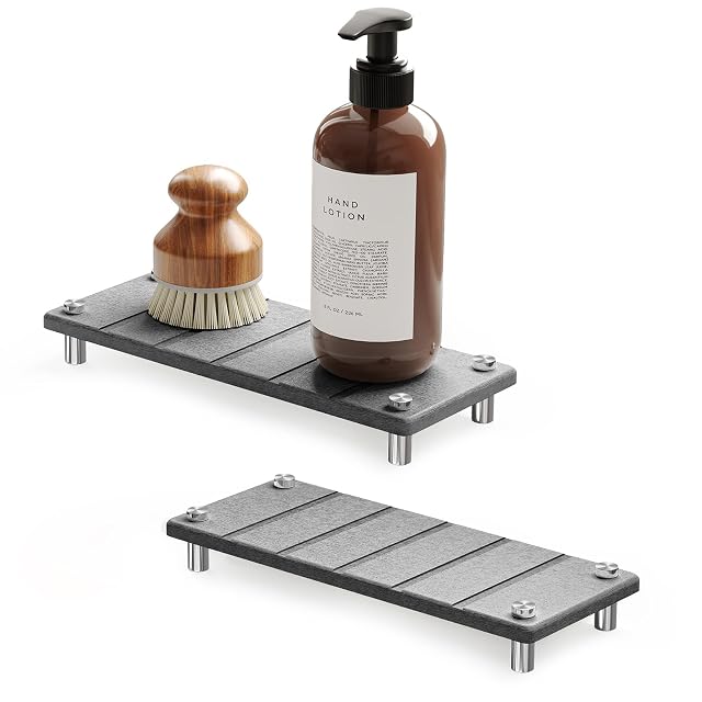 SpaceAid 2 Pack Drying Sink Caddy Instant Dry Water Absorbing Stone Tray for Sink Organizers Kitchen Counter Soap