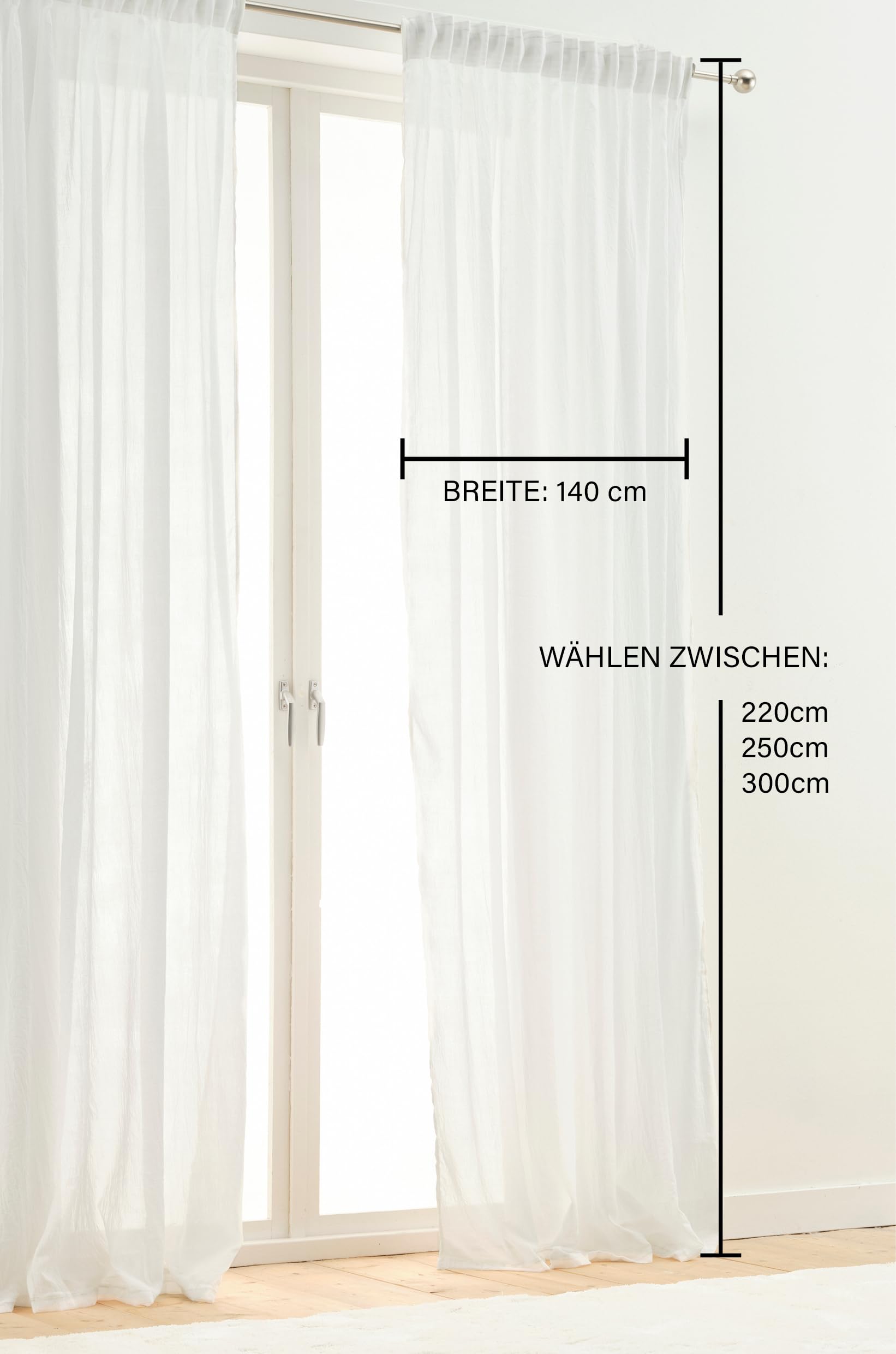 JOTEX Multifunktionsgardine Layer 2er Set, Polyester-Baumwoll -Mischung, Oeko-TEX® Standard 100 Zertifiziert, bessere Baumwolle - Weiß, 140 x 220 cm