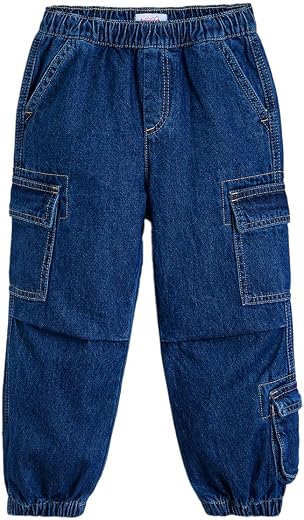 Hopscotch Girls Cargo Cotton Denim Jeans in Navy Color