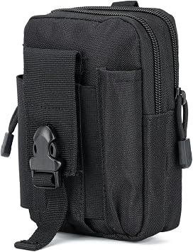 Tactical Molle Pouch Bag, EDC Waist Bag Belt Pouches, Outdoor Belt Bags Gear Tool Gadget Pocket with Cell Phone Holster -Black