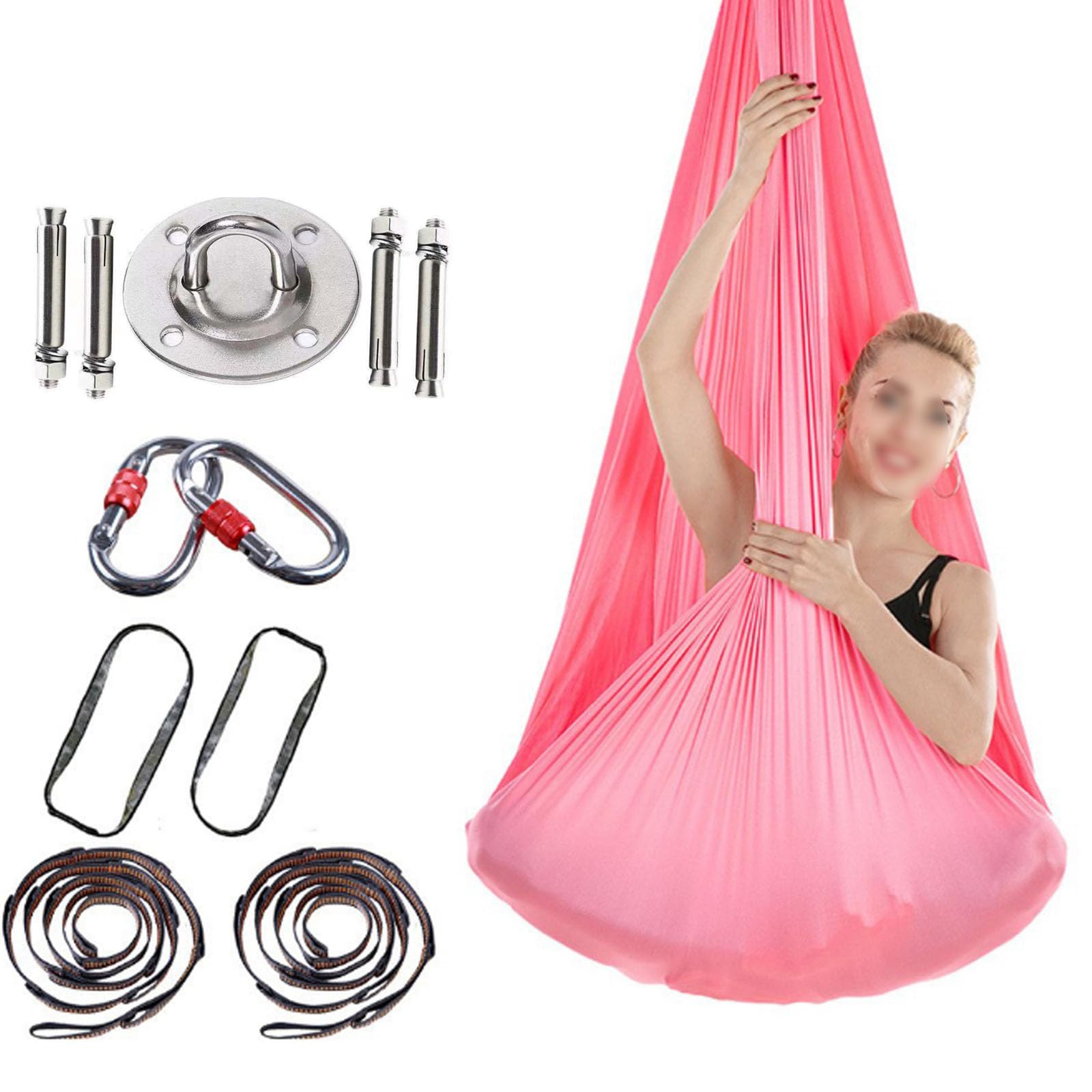 Aerial Yogatuch,Hängematten für Drinnen und Draußen,Aerial-Yoga-Schaukeln,Komplett mit Sämtlichem Zubehör(Size:400x280cm,Color:H)