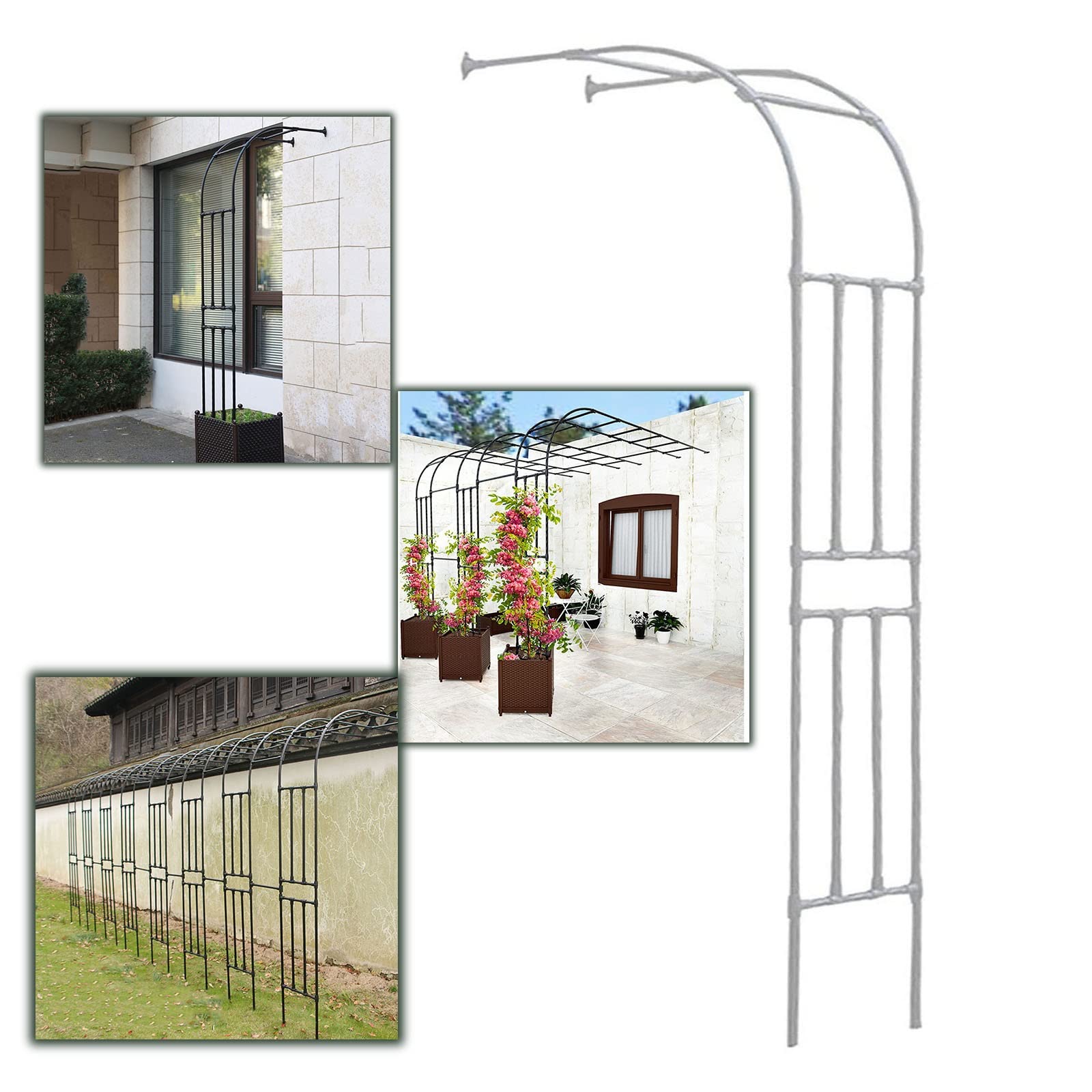 Cadre en acier massif arche de jardin murale blanche contre le vide