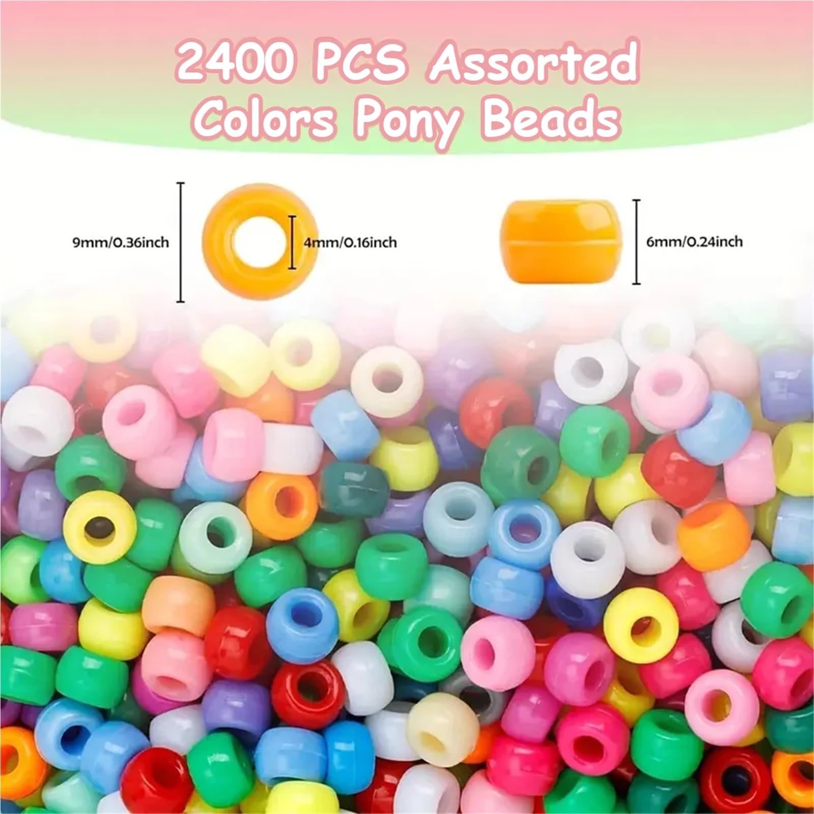 Cuentas para hacer joyas, kit de 2400 cuentas de plástico multicolor para bordar, hacer joyas, trenzar el cabello