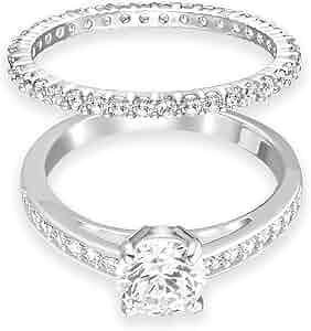 スワロフスキー Swarovski Stilla Attract リング 50号 Stilla Attract ring, Round cut, White, Silver-tone finish