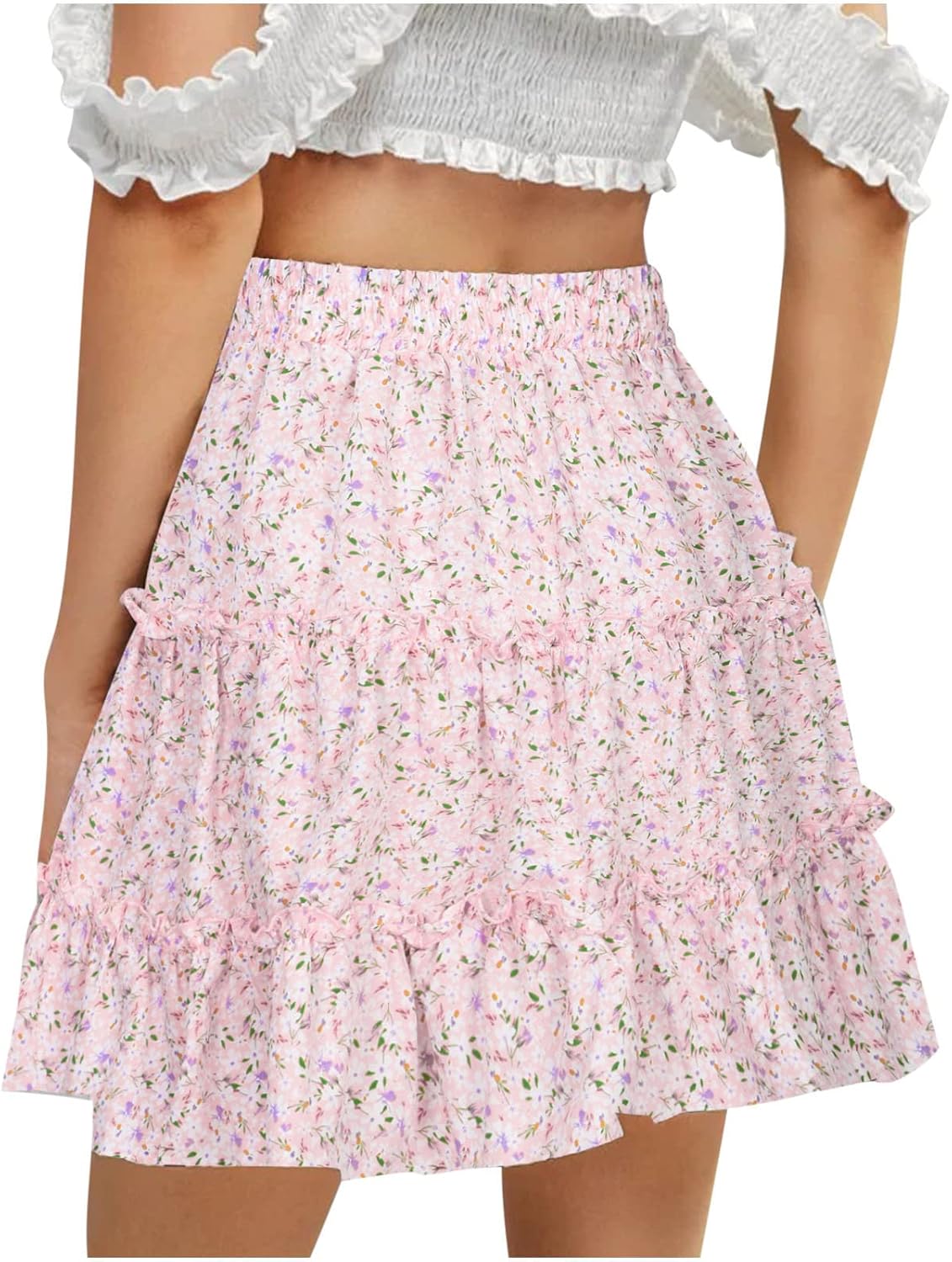 Trendy Women’s Chiffon Skort 2024: Long Ruched Ruffle High Cut High-Low Design