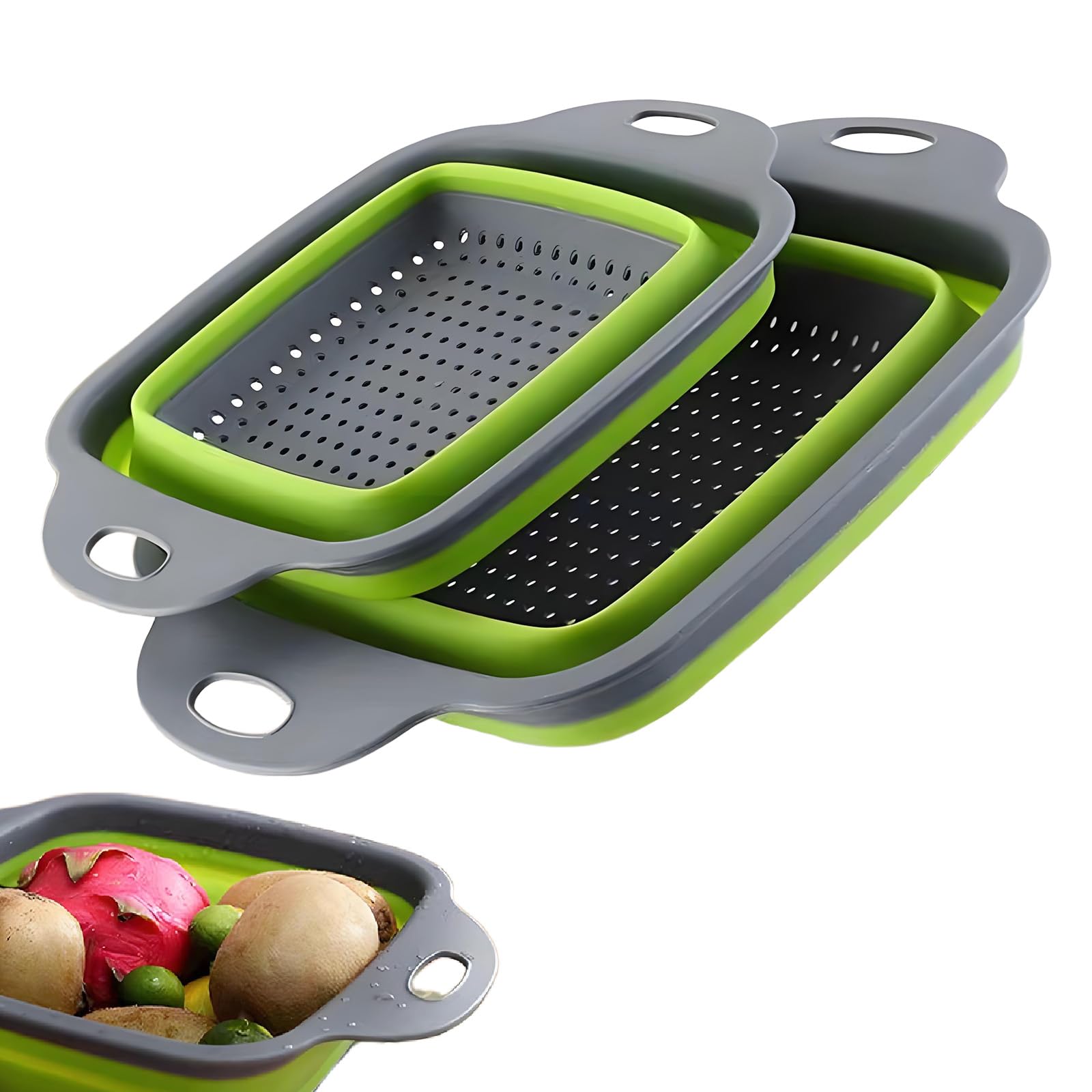 2 PCS Colander with Handle Collapsible Colander Sieve for Kitchen Essentials Pasta Strainer Strainers and Colanders Space Saving for Draining Pasta Vegetable Fruit Home Kitchen Accessories