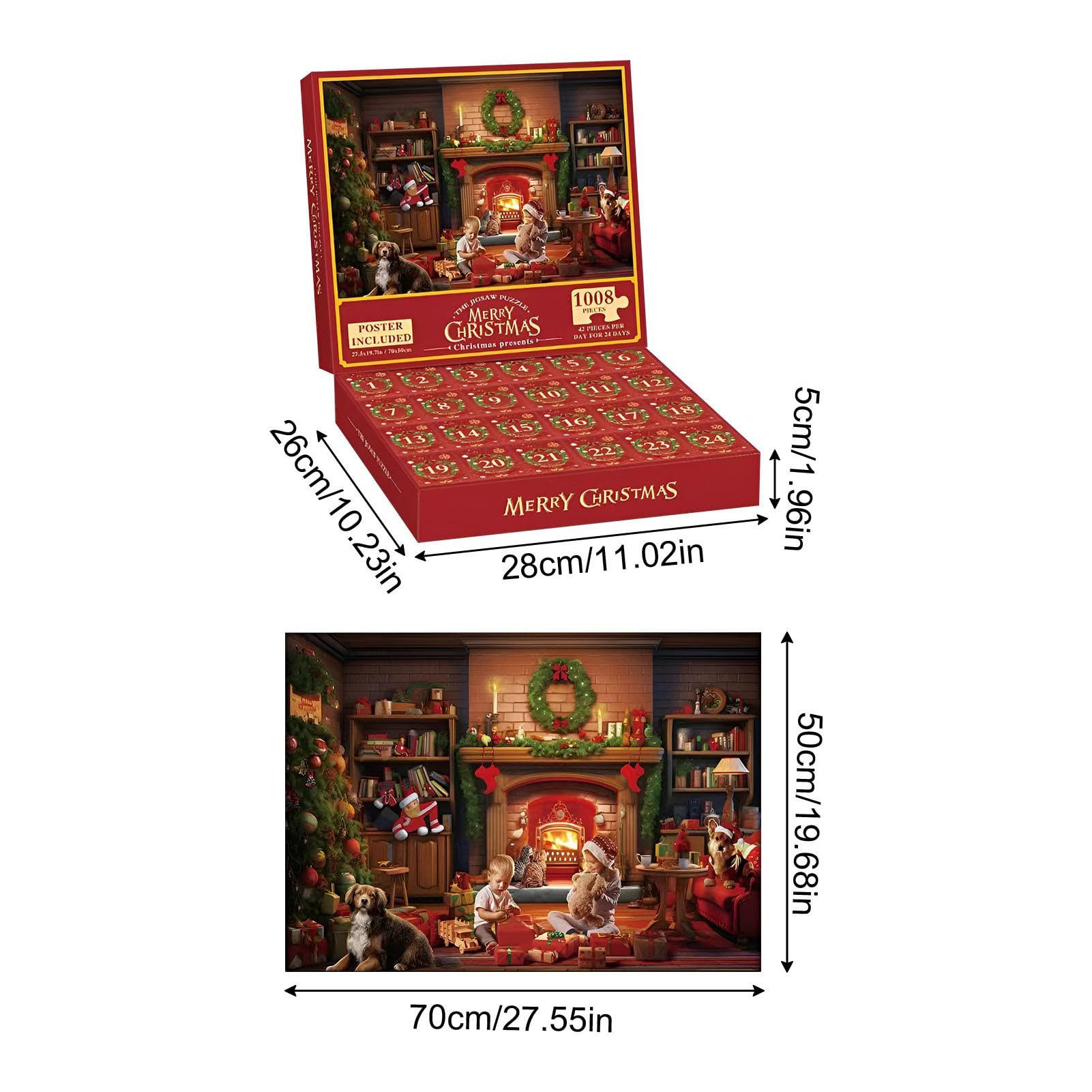 Calendrier de l'Avent puzzle pour adultes , 24 boîtes, calendrier de Noël, compte à rebours, 1008 pièces, jeu familial de Noël (Noël 01) | Leroy Merlin