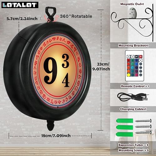 Miniatura 4 de Luz nocturna de plataforma 9-3-4, luz nocturna RGB recargable inalámbrica, lámpara de pared colgante con control remoto, lámpara decorativa de pared