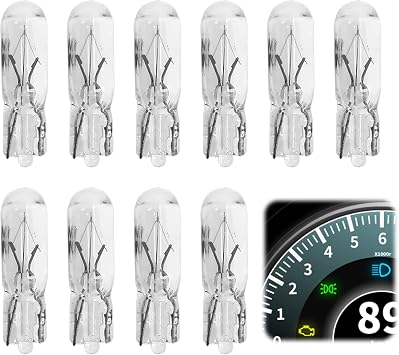 10 Pcs 286 Car Bulbs Dashboard Instrument Panel Light Bulbs 12V 1.2W W2x4.6D Capless T5 Car Bulbs T5 LED Bulbs Small Capless Dashboard Panel Speedo Instrument Replacement Bulbs