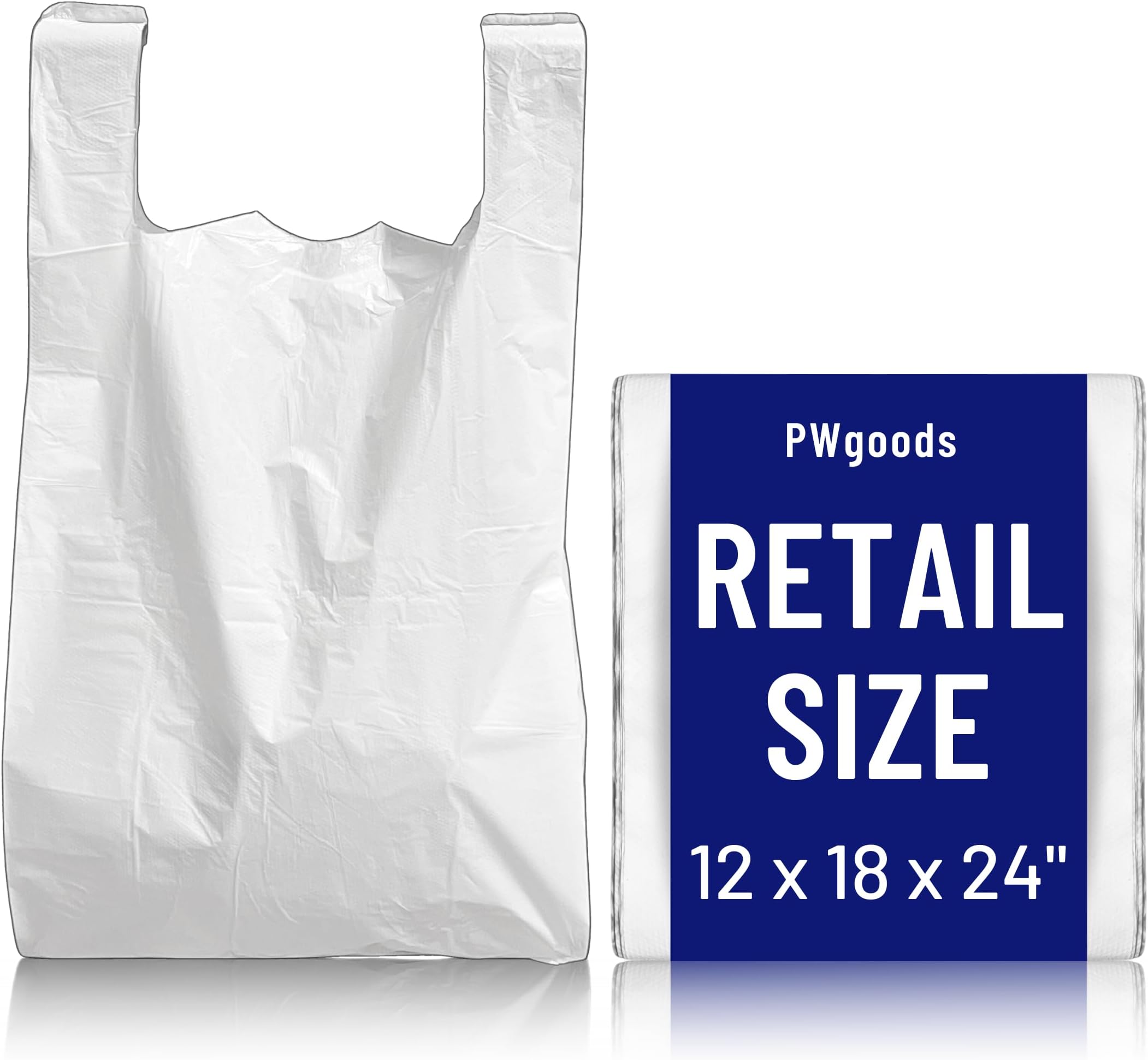 White Plastic Carrier Bags Standard Retail Size 13x19x23" 400 Pack
