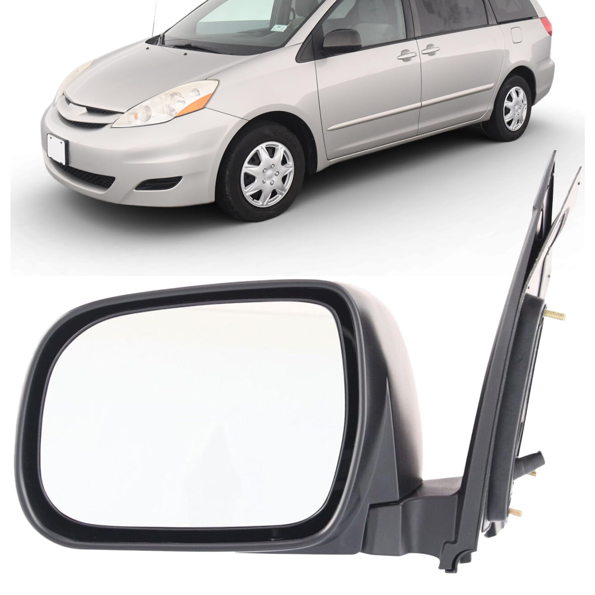 UPPARTS Side Mirror Compatible With 2004 2005 2006 2007 2008 2009 2010 Toyota Sienna CE LE XLE - Driver Side Includes Clear Glass, Housing, Cover -