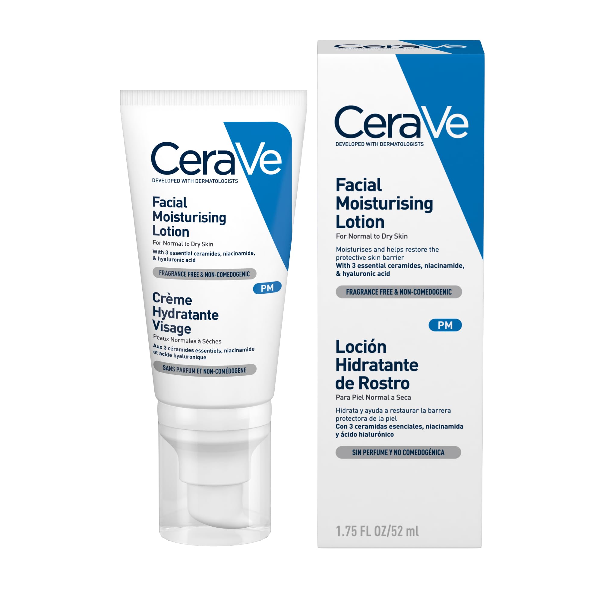CeraVe PM Face Care Night Moisturising Lotion for Normal to Dry Skin, 52ml