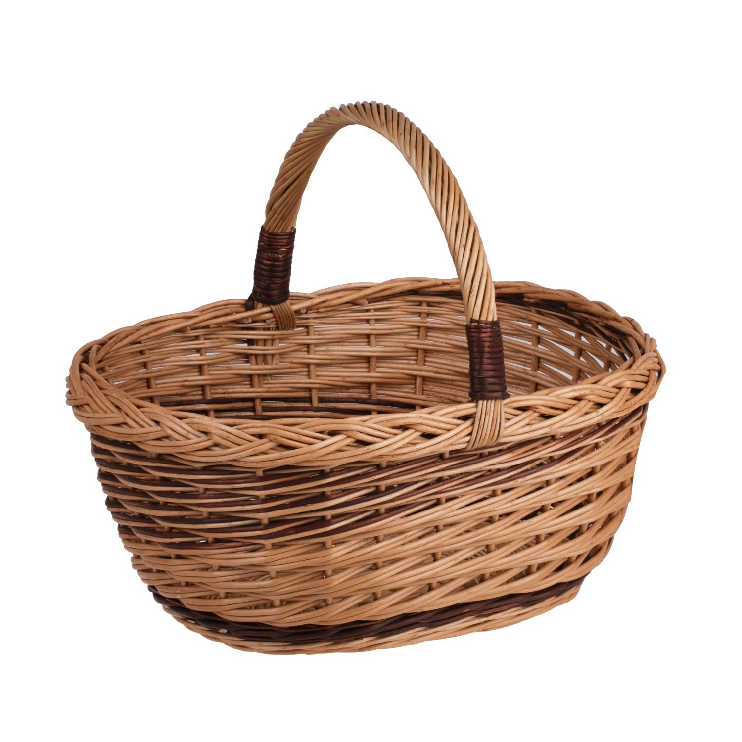 e-wicker24 Koszyk na zakupy z wikliny, kosz na prezent w naturalnym kolorze, kosz zakupowy