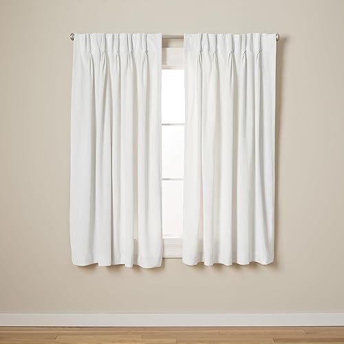 Exclusive Home - Par de paneles de cortinas plisadas pesadas de terciopelo, 63 pulgadas de largo, color blanco invierno disponible en Yaxa Peru