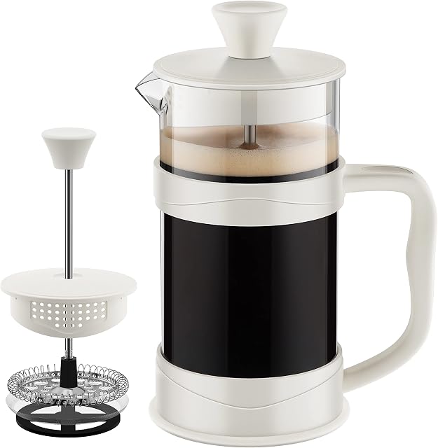 TWOMEOW French Press Cafetiere with Heat Resistant Glass, Coffee Maker Single Serving With Superior Filtration, Coffee and Tea Brewer Small Size, 350ml/12oz